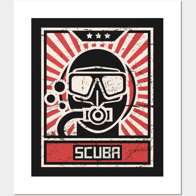 SCUBA Diver Propaganda Poster Wall Art by MeatMan